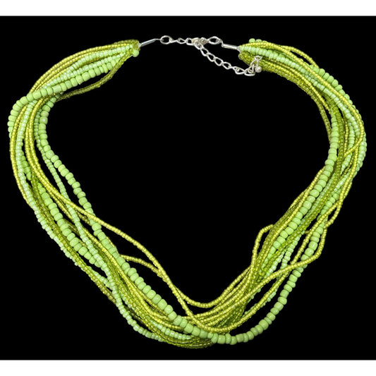 Cottagecore Green Glass Multilayer Beaded Necklace