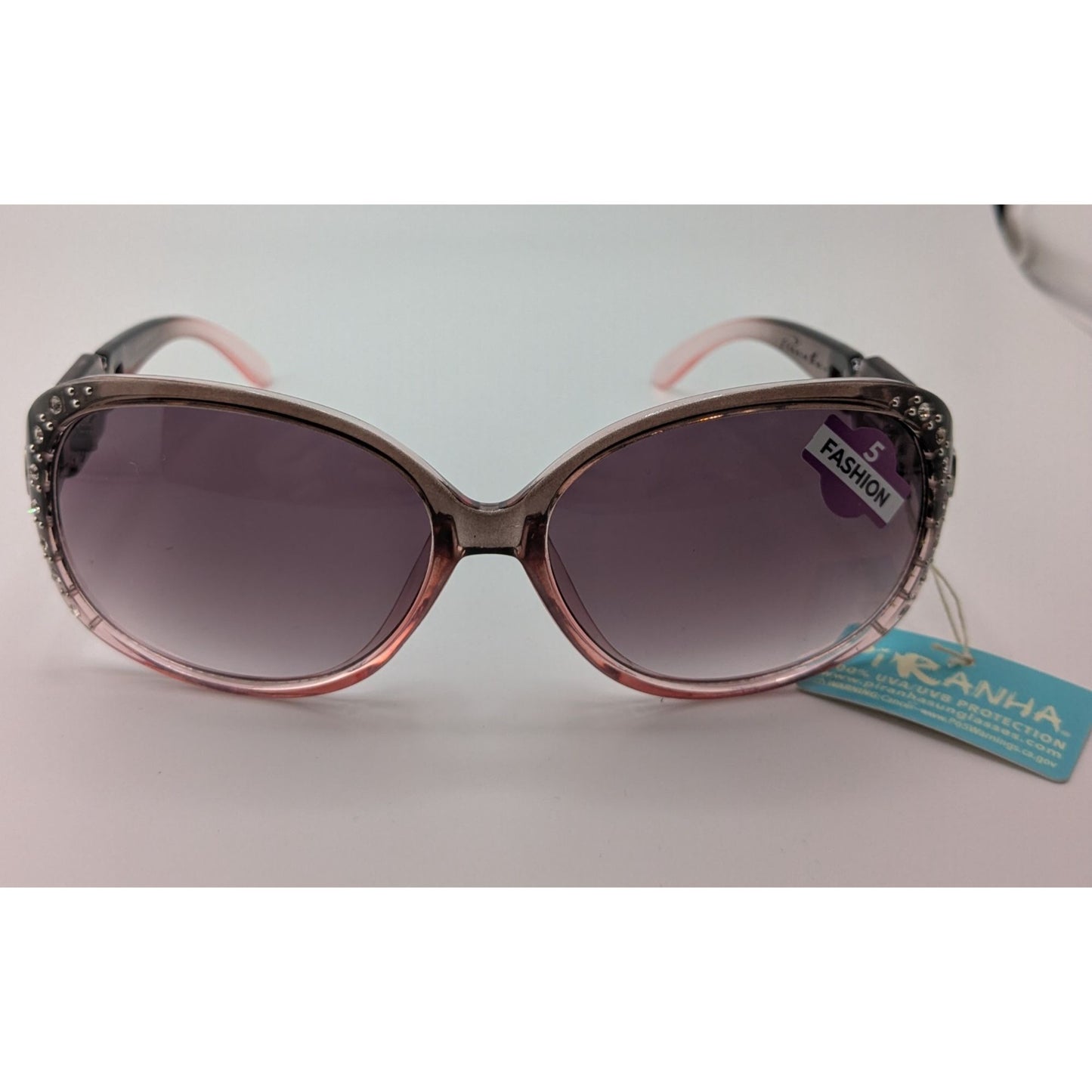 Piranha Rhinestone Embellished Sunglasses Gradient Purple Lenses Square Link Arms