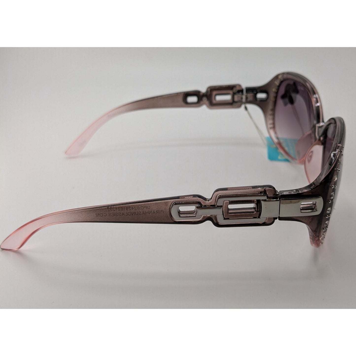 Piranha Rhinestone Embellished Sunglasses Gradient Purple Lenses Square Link Arms