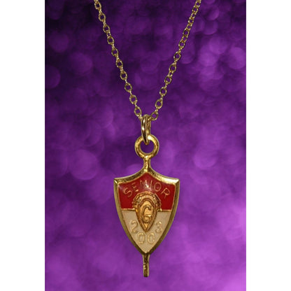 Jostens Y2K Vintage Enamel Red Gold Senior 2003 Pendant Necklace 20 Inch