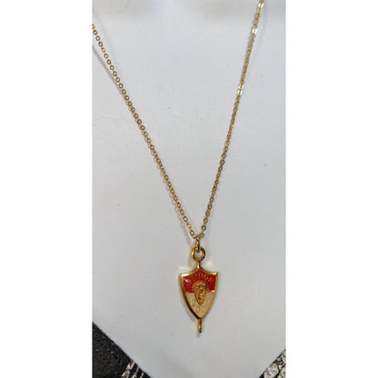 Jostens Y2K Vintage Enamel Red Gold Senior 2003 Pendant Necklace 20 Inch