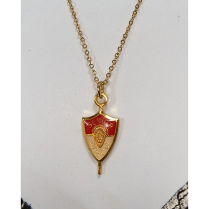 Jostens Y2K Vintage Enamel Red Gold Senior 2003 Pendant Necklace 20 Inch