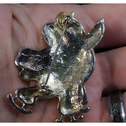 Vintage Ice Skating Snowmen Couple Enamel Brooch