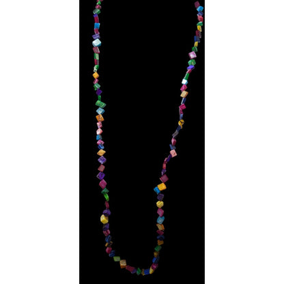 Rainbow Dyed Square Shell Chip Beaded Necklace