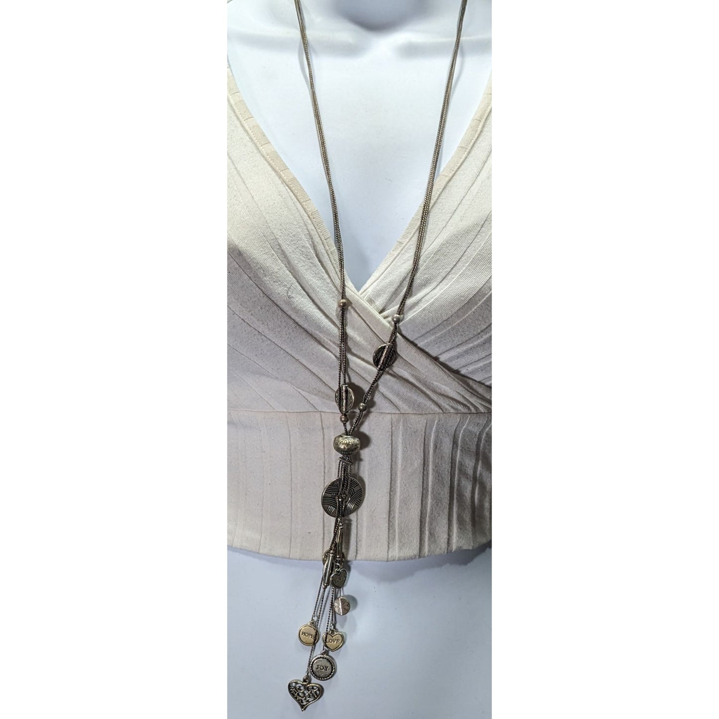 Lia Sophia Menagerie Heart Charm Tassel Necklace
