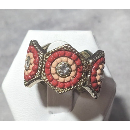 Gemmed Bohemian Geometric Stretch Ring Size 7 1/2