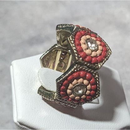 Gemmed Bohemian Geometric Stretch Ring Size 7 1/2