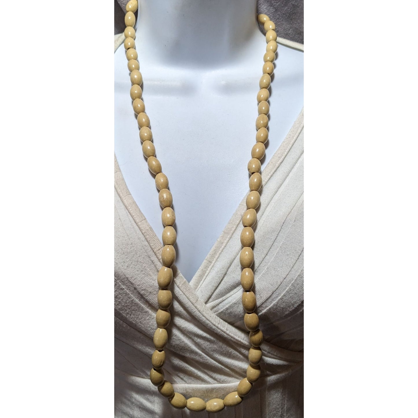 Retro Beige Casual Wooden Beaded Necklace