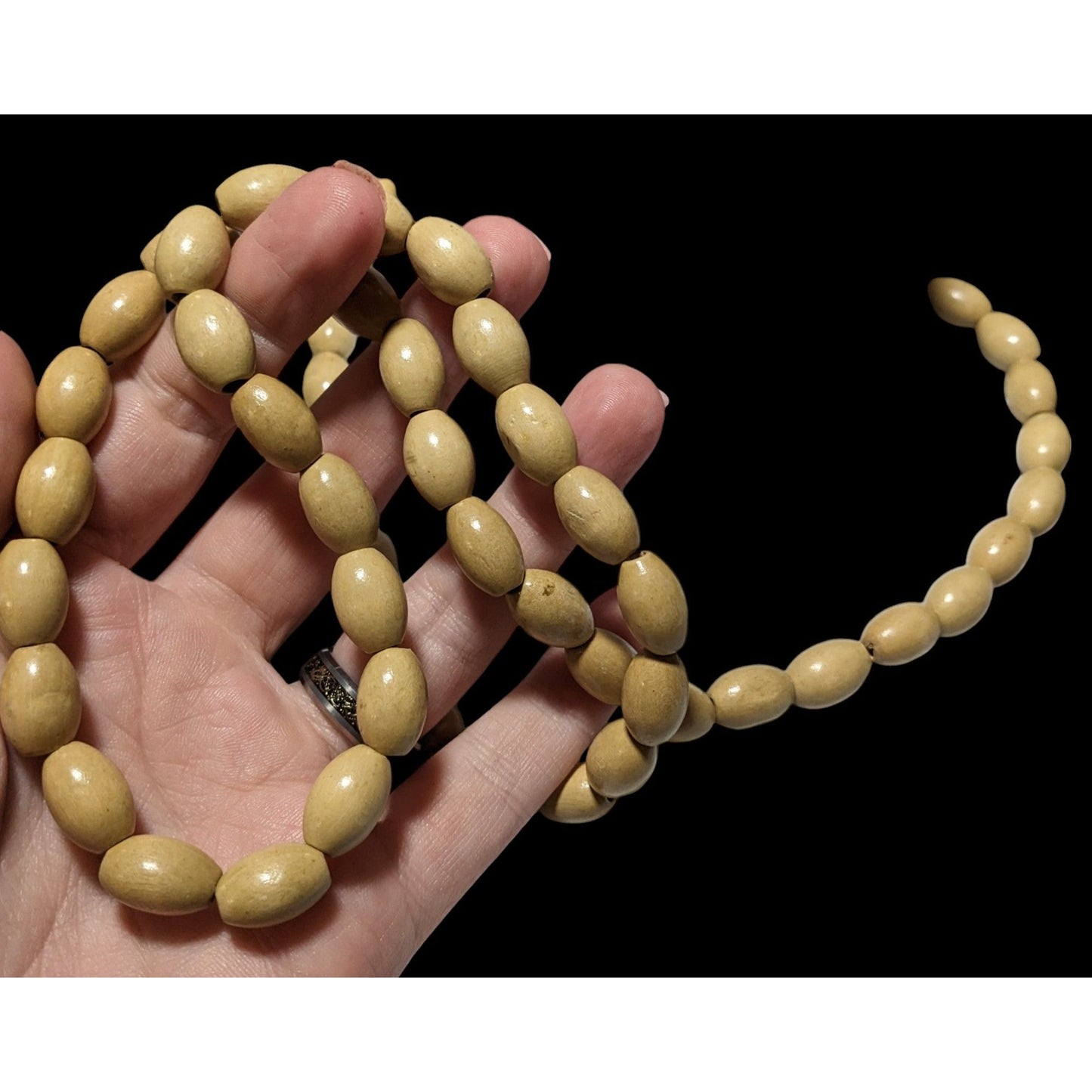 Retro Beige Casual Wooden Beaded Necklace