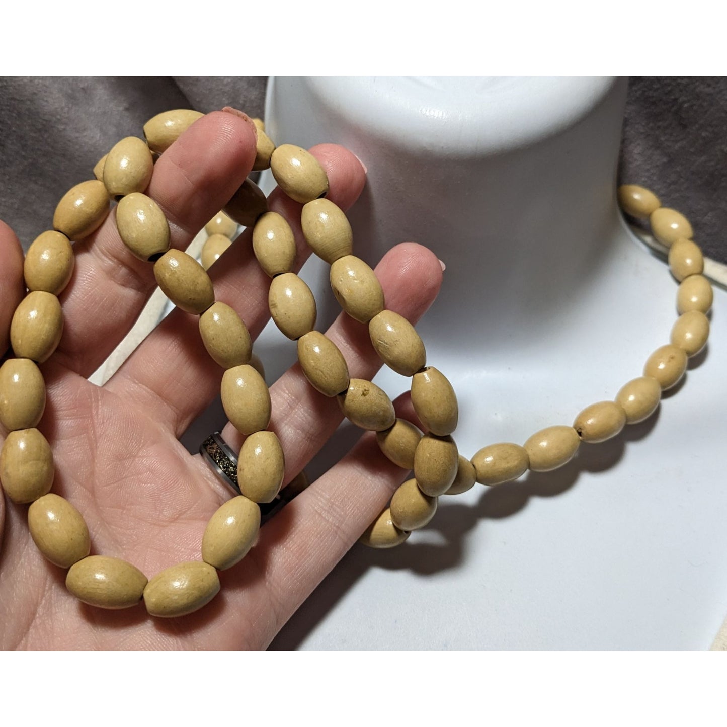 Retro Beige Casual Wooden Beaded Necklace