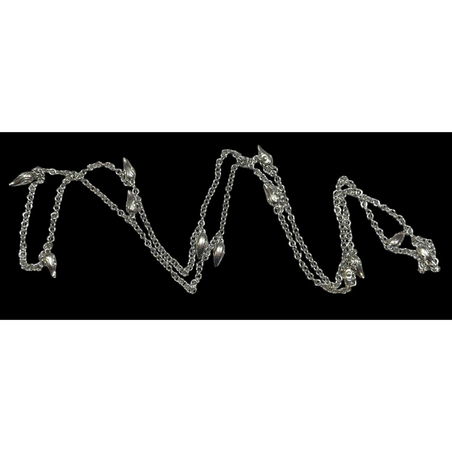 Unique Silver Tone Claw Charm Opera Necklace