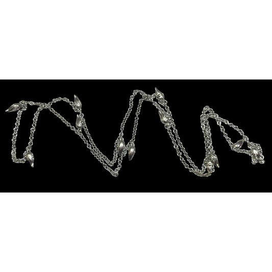 Unique Silver Tone Claw Charm Opera Necklace