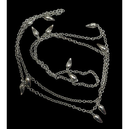 Unique Silver Tone Claw Charm Opera Necklace