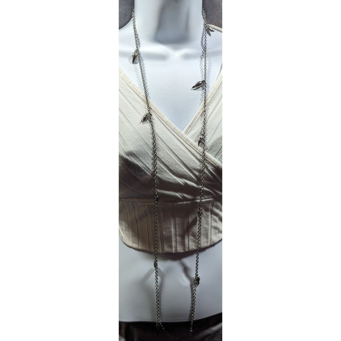 Unique Silver Tone Claw Charm Opera Necklace