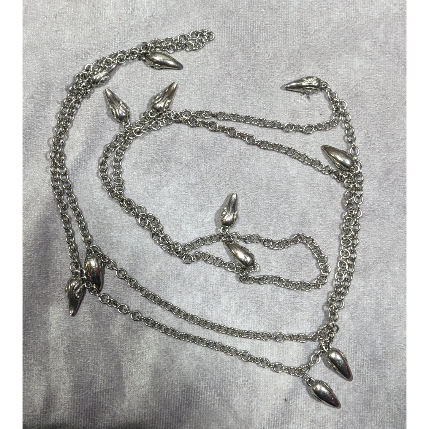 Unique Silver Tone Claw Charm Opera Necklace