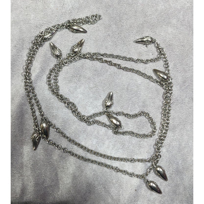Unique Silver Tone Claw Charm Opera Necklace