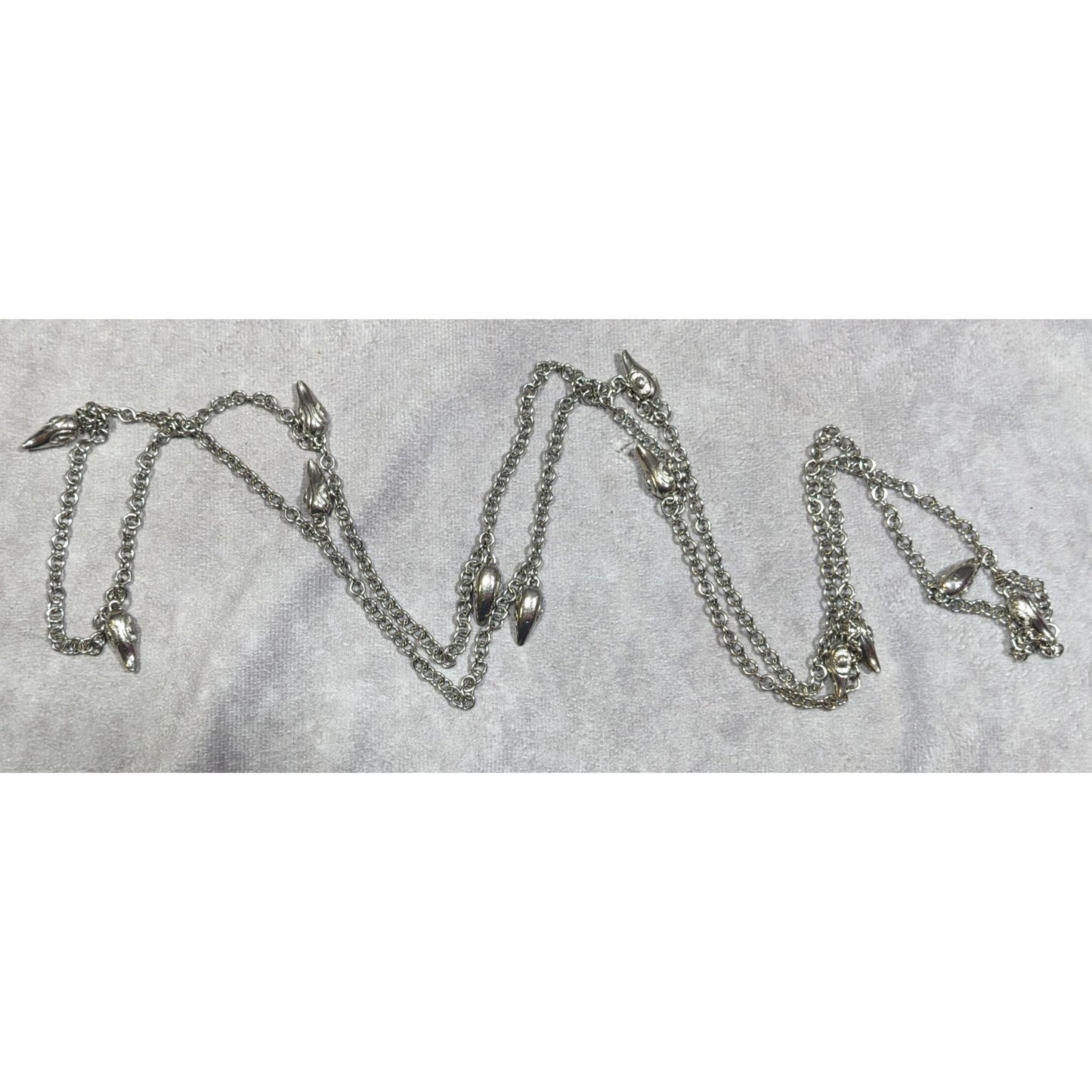 Unique Silver Tone Claw Charm Opera Necklace