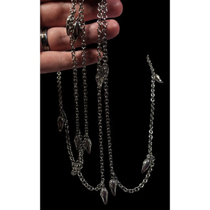 Unique Silver Tone Claw Charm Opera Necklace