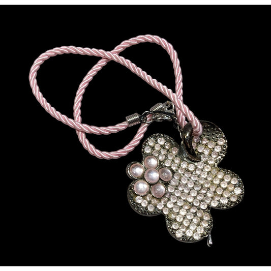 Vintage 90s Retro Pink Flower Pendant Necklace