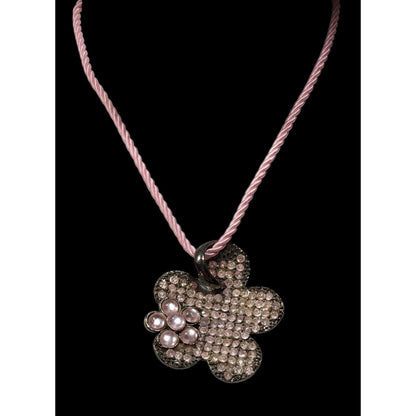 Vintage 90s Retro Pink Flower Pendant Necklace