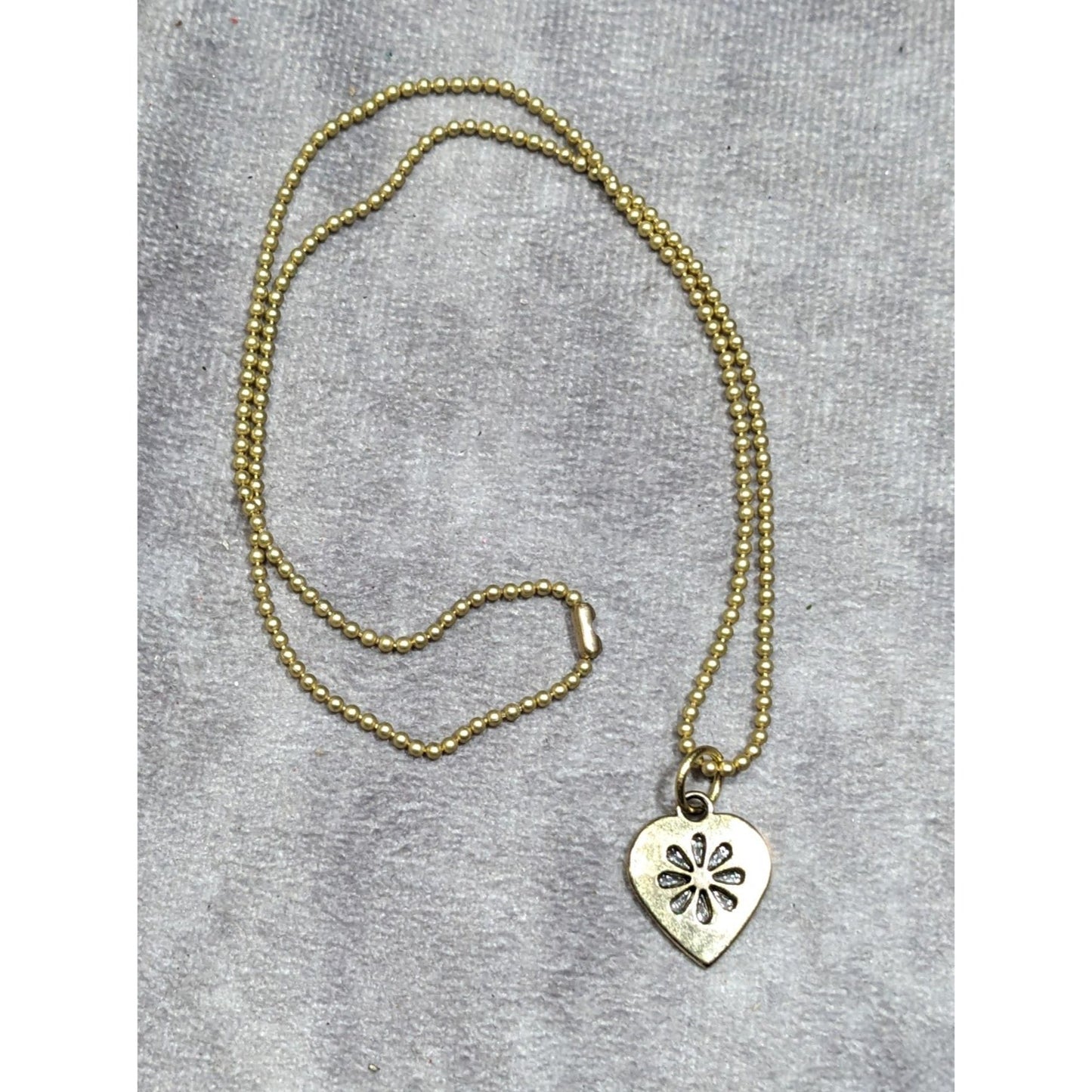 Minimalist Coquette Heart Pendant Necklace Gold Tone With Floral Cutout