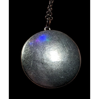 Bohemian Vintage Y2K AEO Floral Engraved Silver Tone Pendant Necklace