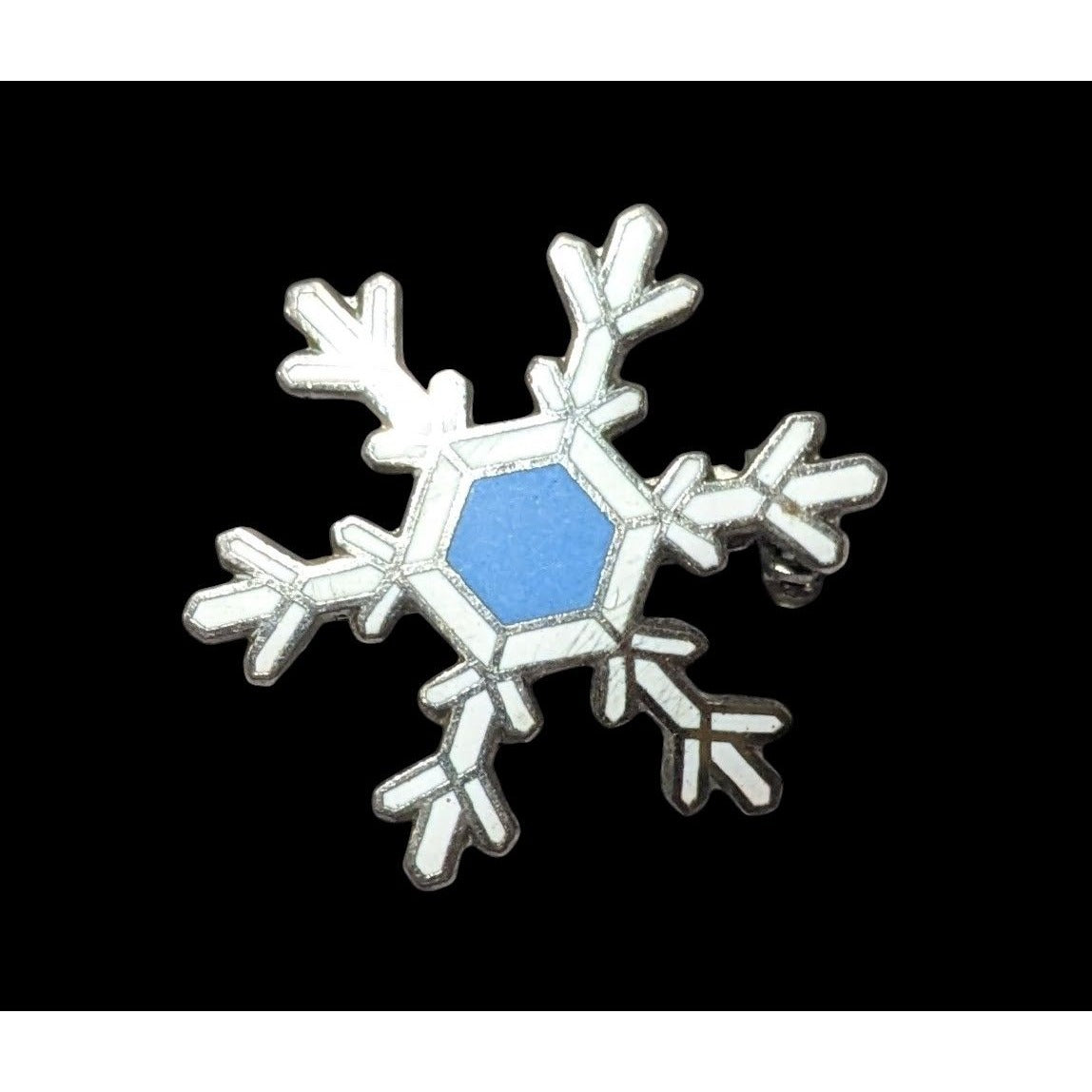 Minimalist Blue And White Snowflake Brooch