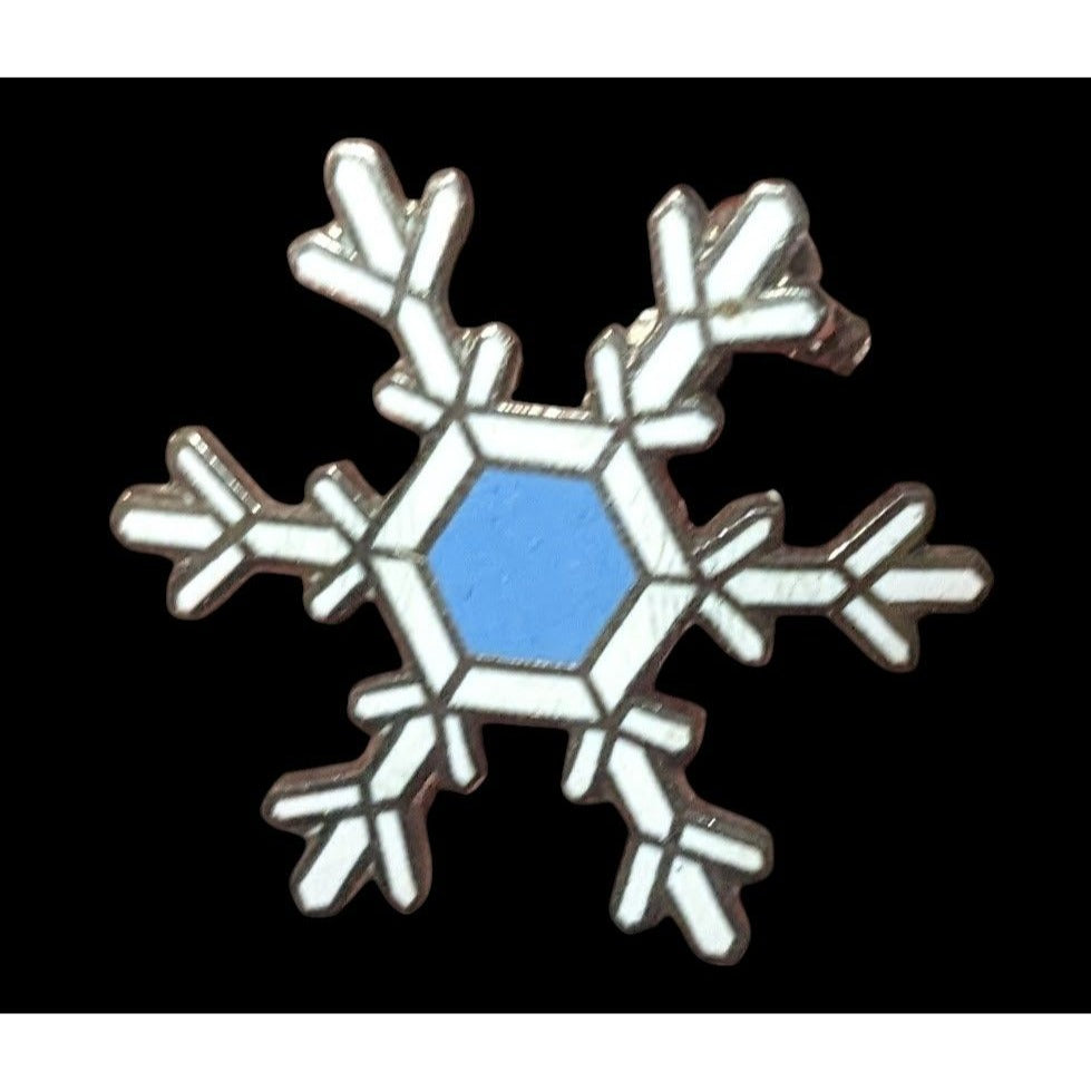 Minimalist Blue And White Snowflake Brooch