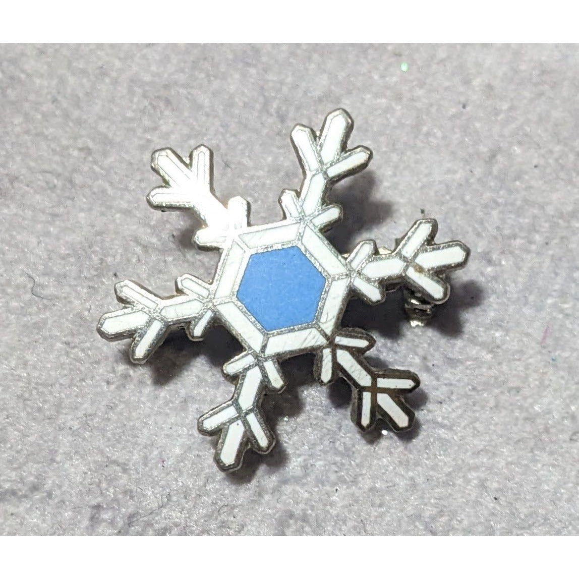 Minimalist Blue And White Snowflake Brooch