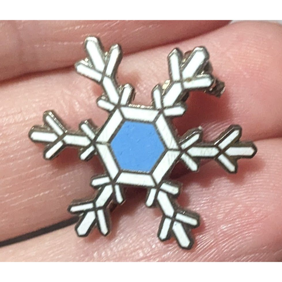 Minimalist Blue And White Snowflake Brooch