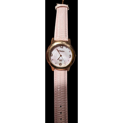 Vintage Strada 18K Rose Gold Plated Pink Wrist Watch