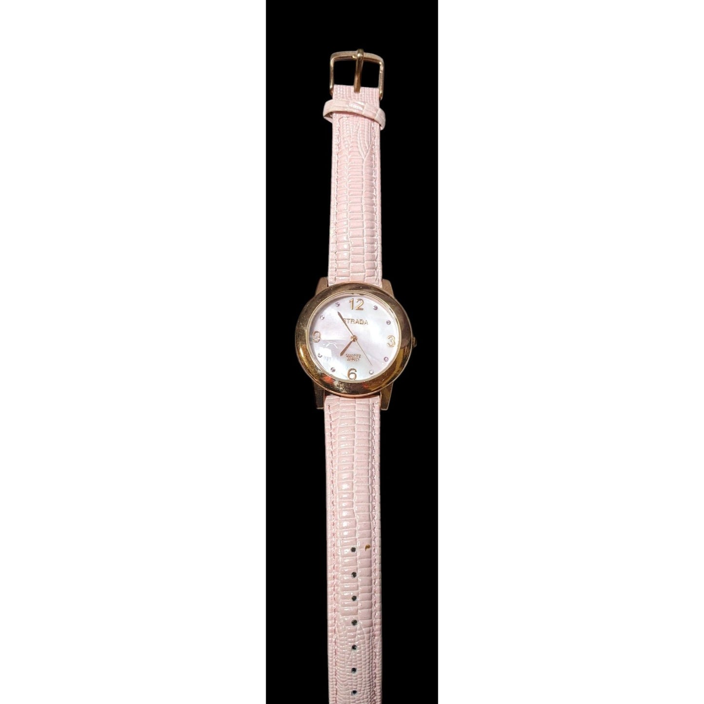 Vintage Strada 18K Rose Gold Plated Pink Wrist Watch