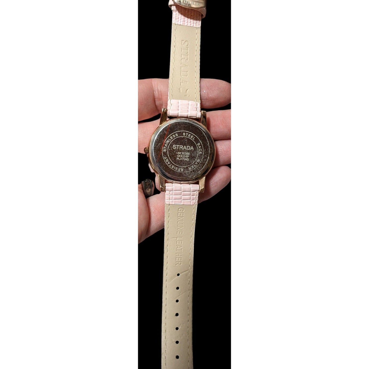 Vintage Strada 18K Rose Gold Plated Pink Wrist Watch