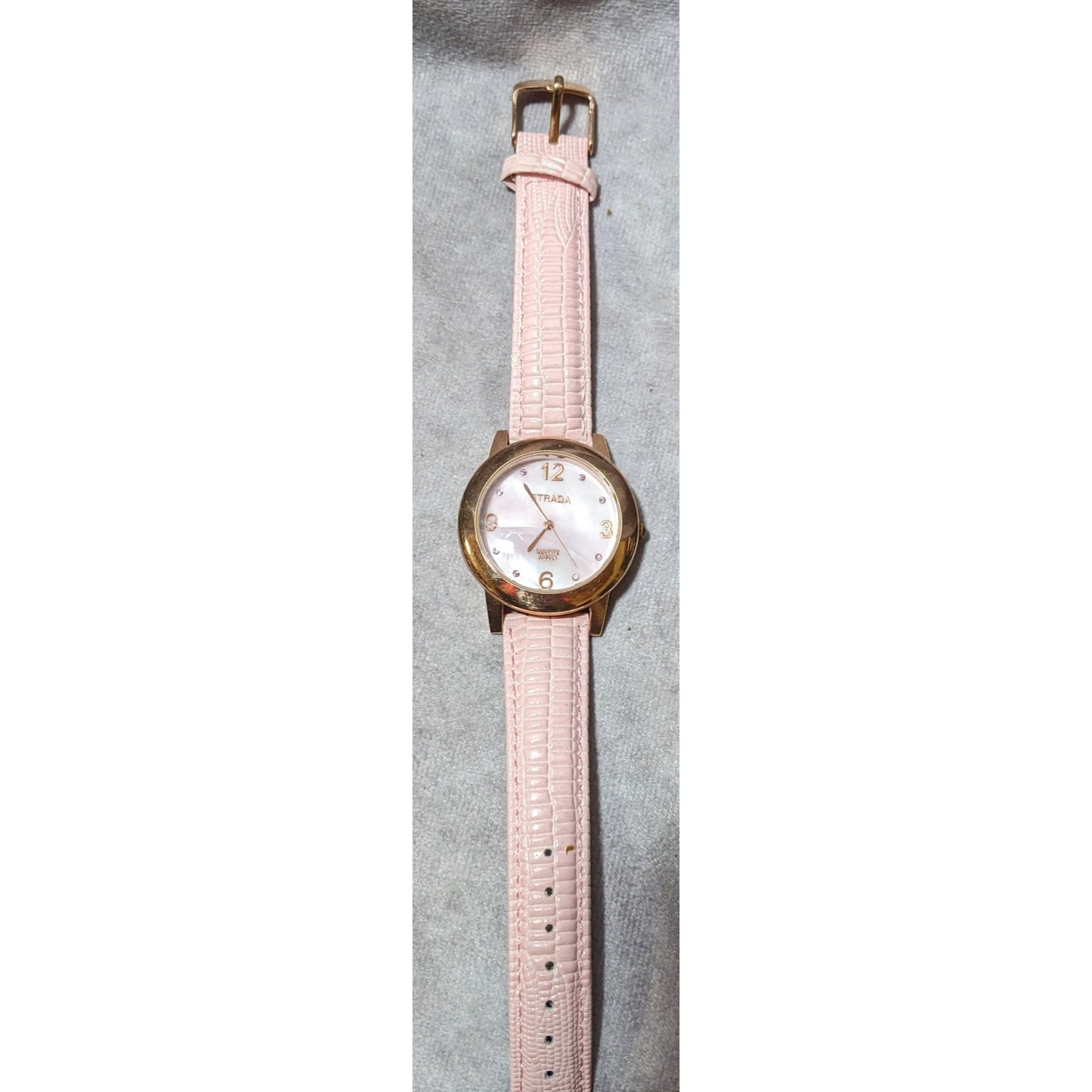 Vintage Strada 18K Rose Gold Plated Pink Wrist Watch