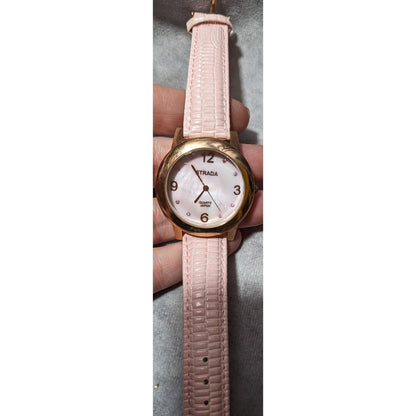 Vintage Strada 18K Rose Gold Plated Pink Wrist Watch