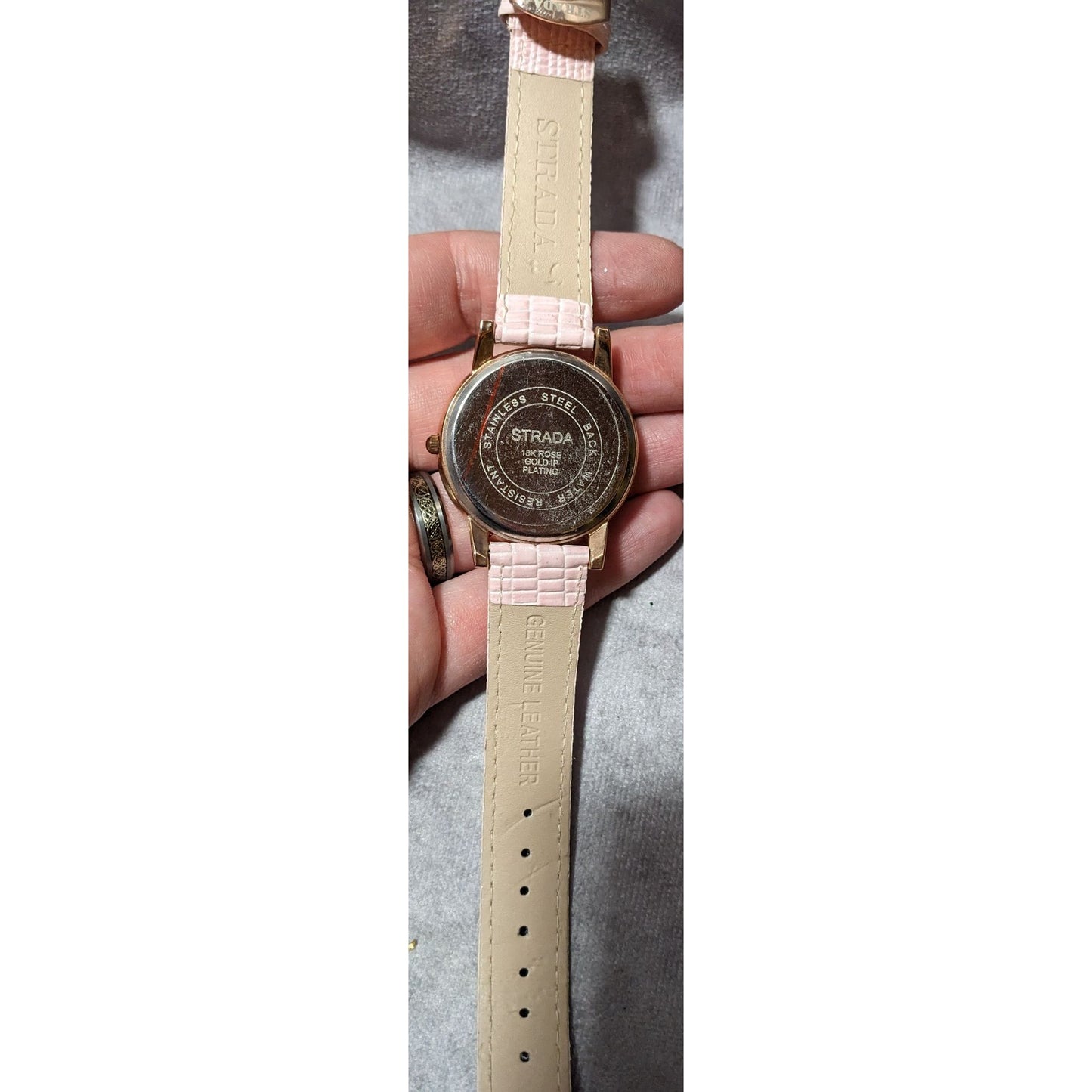 Vintage Strada 18K Rose Gold Plated Pink Wrist Watch