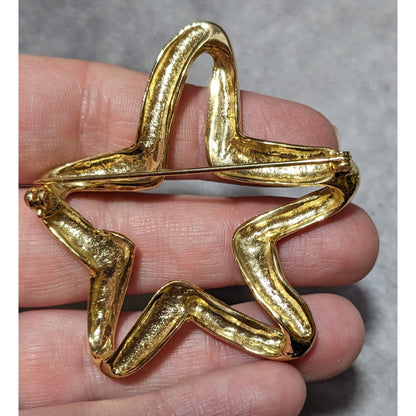 Vintage 60s Gold Tone Stylized Open Star Brooch