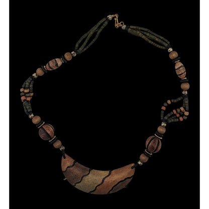 Vintage Tribal Hand Painted Wooden Beaded Necklace