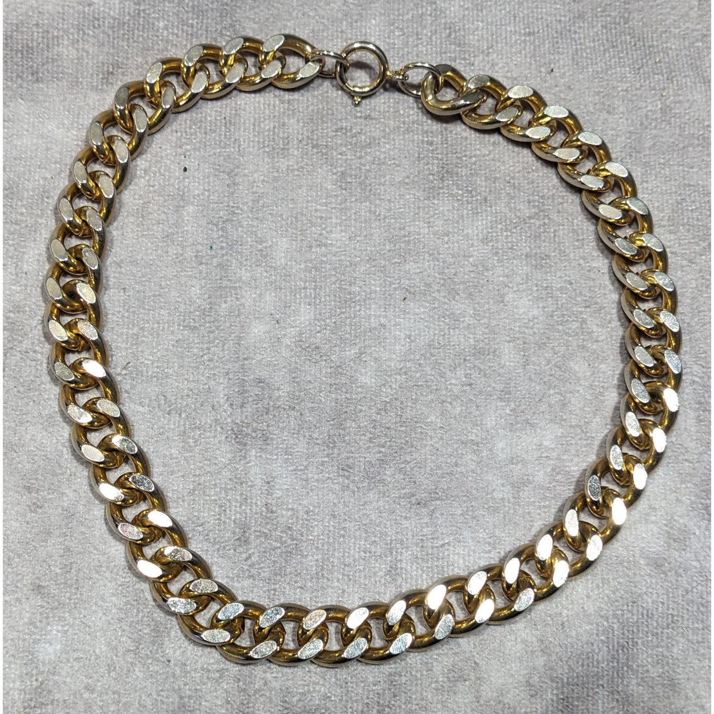Classic Chunky Heavy Gold Tone Chain Necklace With Silver Tone Accents