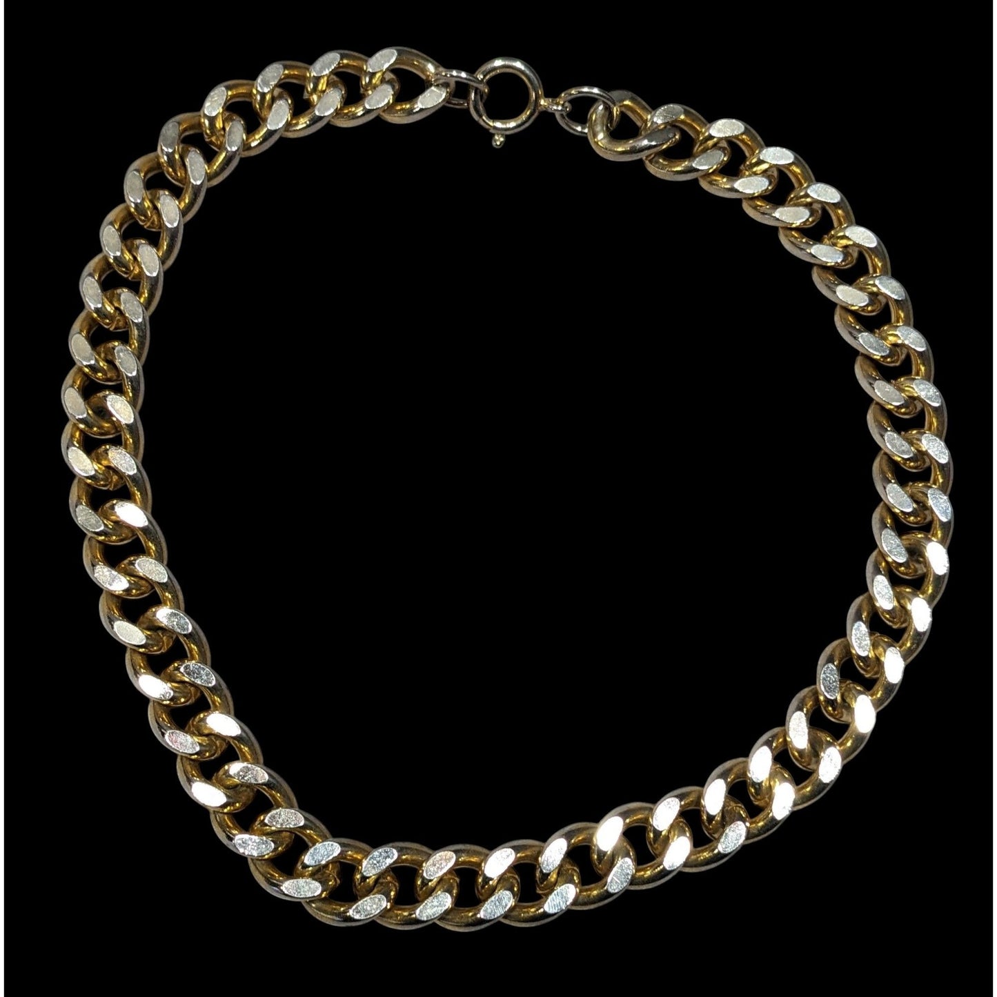 Classic Chunky Heavy Gold Tone Chain Necklace With Silver Tone Accents