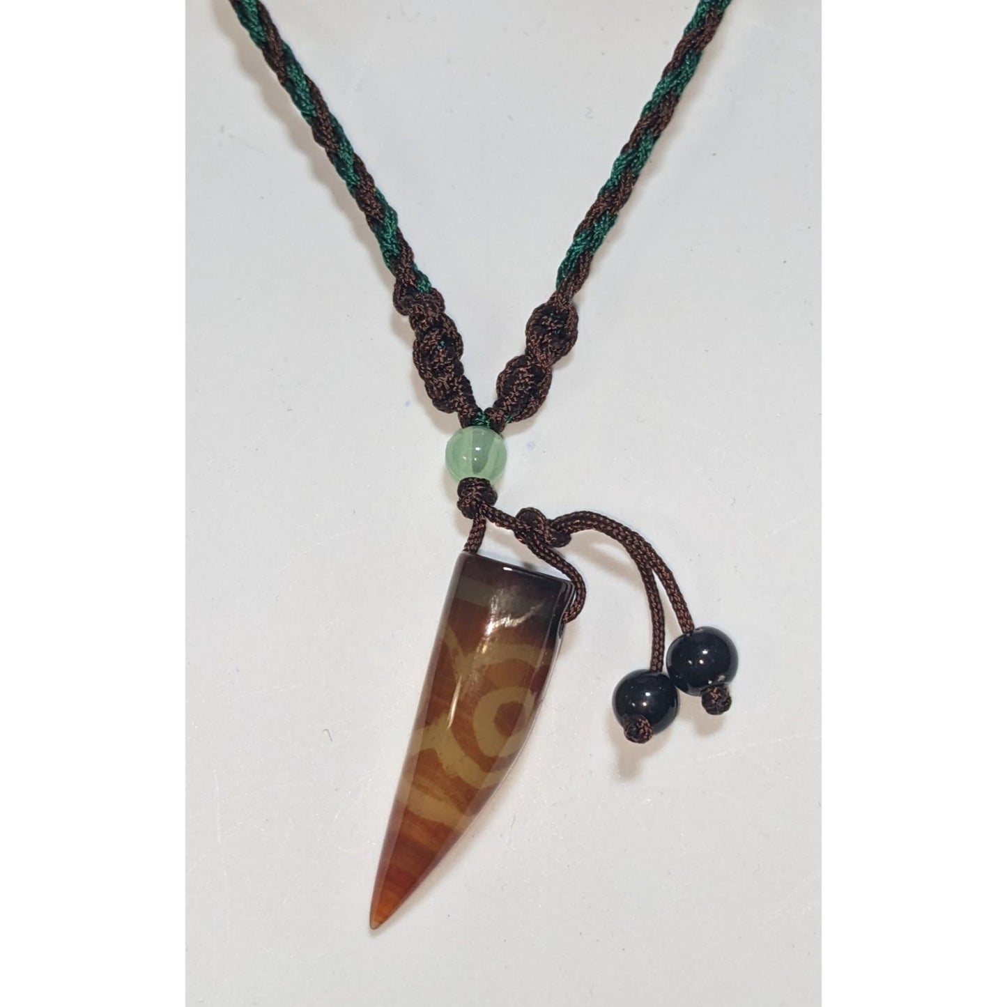 Tibetan Dzi Bead Necklace Three Eye Pendant Spiritual
