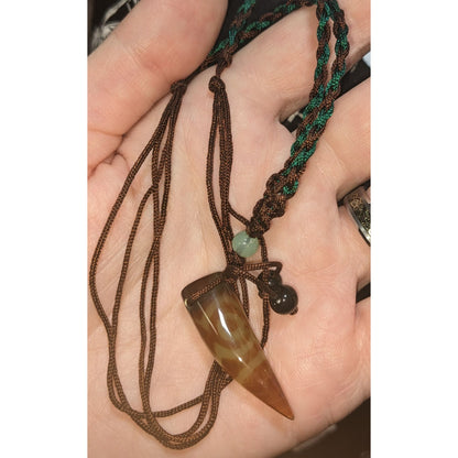 Tibetan Dzi Bead Necklace Three Eye Pendant Spiritual