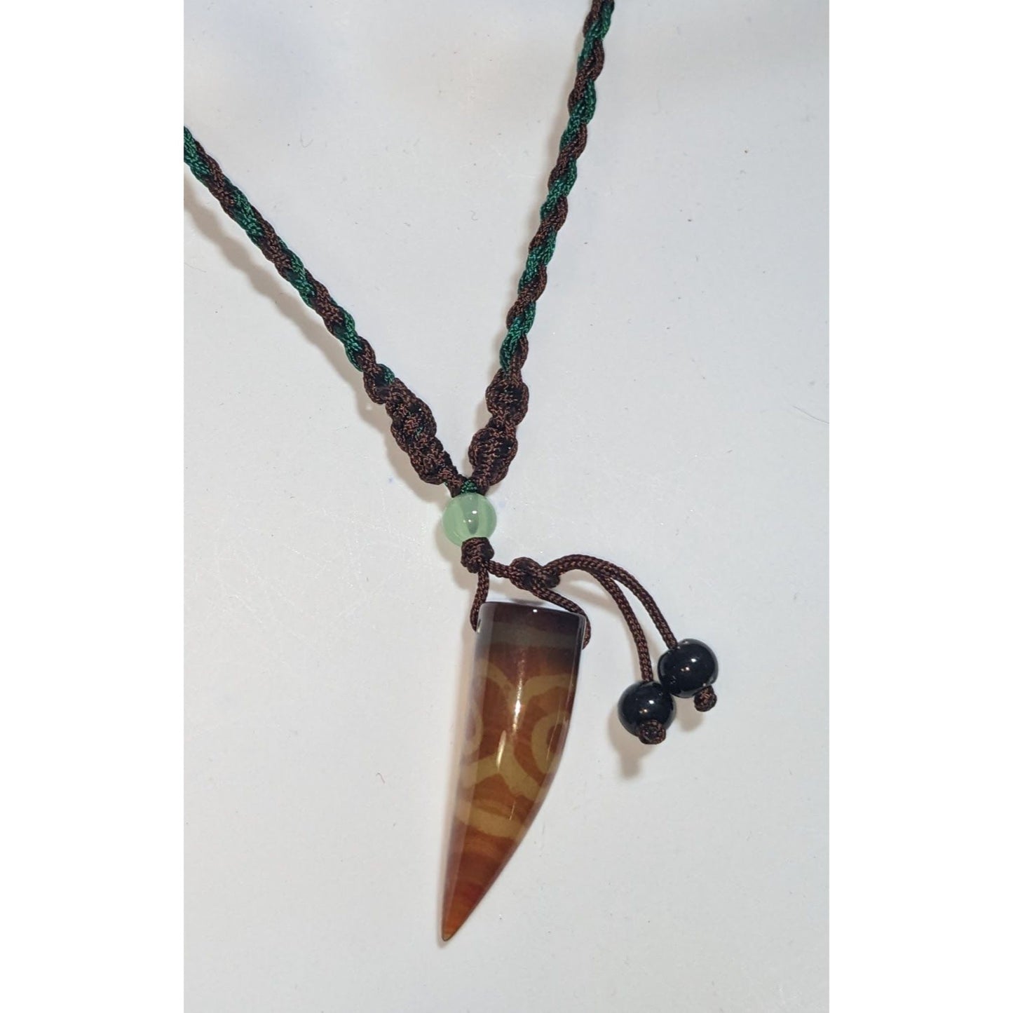 Tibetan Dzi Bead Necklace Three Eye Pendant Spiritual