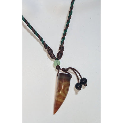 Tibetan Dzi Bead Necklace Three Eye Pendant Spiritual
