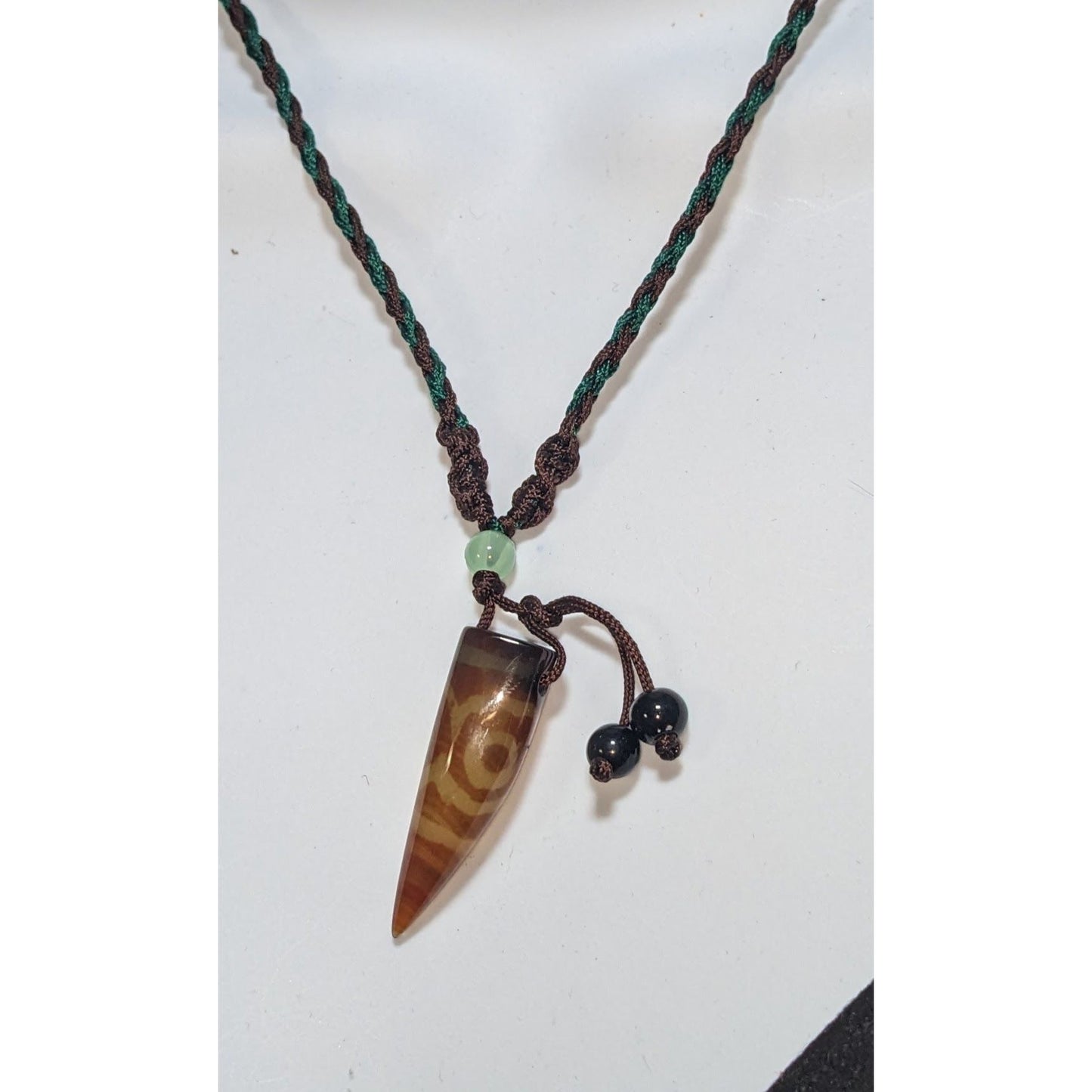 Tibetan Dzi Bead Necklace Three Eye Pendant Spiritual