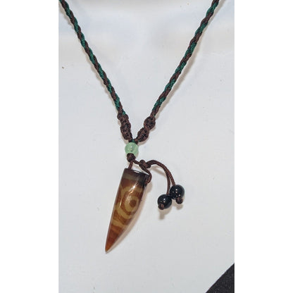 Tibetan Dzi Bead Necklace Three Eye Pendant Spiritual