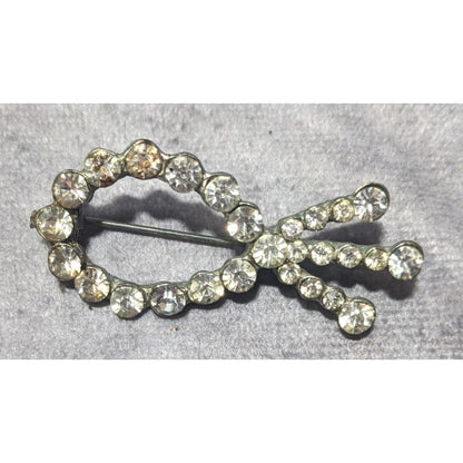 Vintage Glam Rhinestone Fish Shaped Silver Tone Brooch