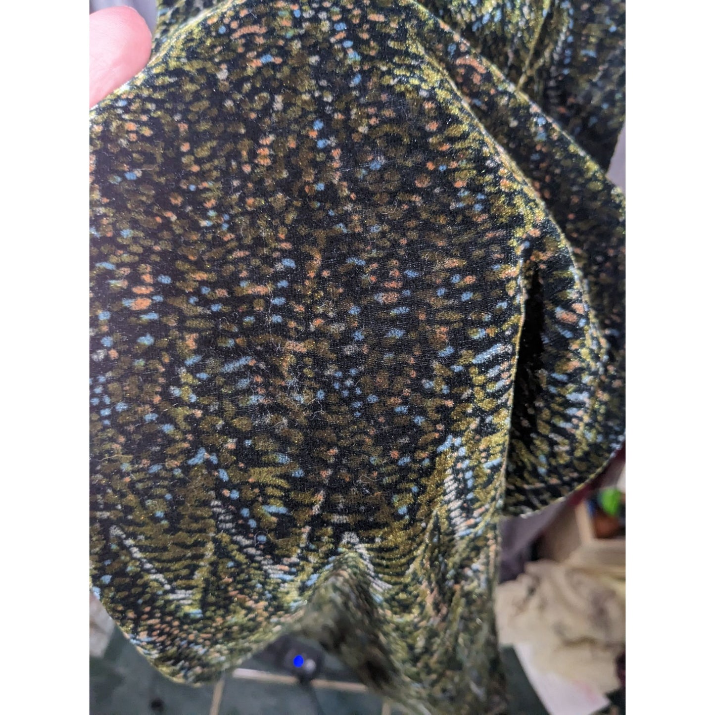 Black And Green Speckled Velvet-Like Scarf