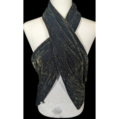 Black And Green Speckled Velvet-Like Scarf