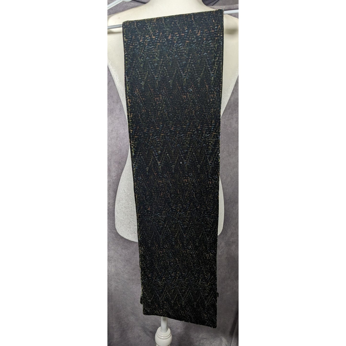 Black And Green Speckled Velvet-Like Scarf